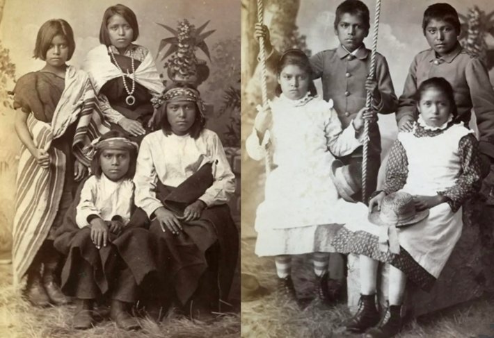 Four Native Indian children taken in 1880, just a year after the Carlisle Indian School openedCredit: Public Domain/News Dog Media