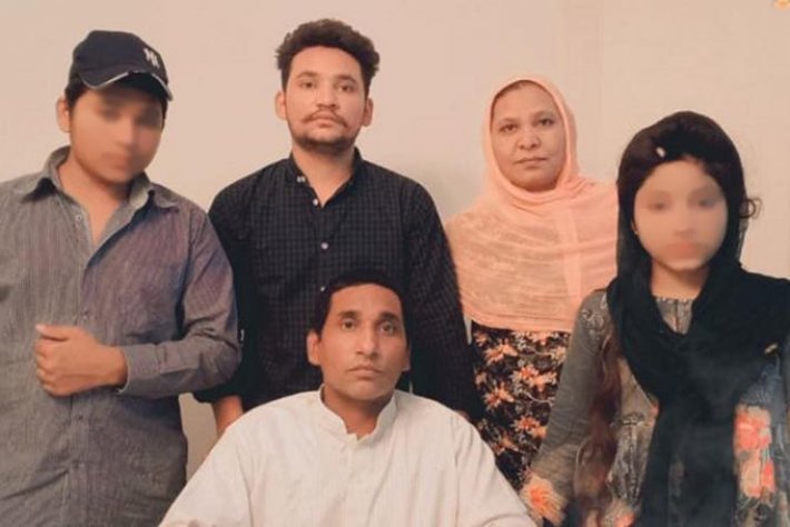 Shagufta Kausar and Shafqat Emmanuel with three of their children after being released from death row in Pakistan July 1, 2021/ Photo courtesy of the family.